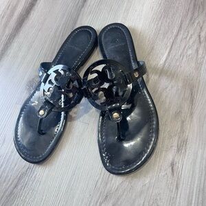 Tory Burch Glossy Black Slide Sandals